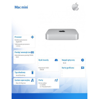 Mac mini: M1, 8/8, 8GB, 256GB SSD