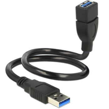 Przedłużacz USB-A M/F 3.0 0.35m czarny profilowany