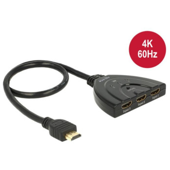 Switch Video 3x HDMI dwukierunkowy 4K 50 cm czarny