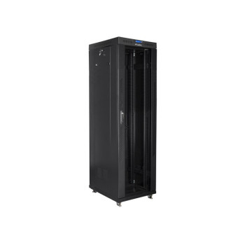 Szafa instalacyjna rack stojąca 19 42U 600x800 czarna, drzwi szklane lcd (Flat pack)