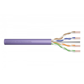 Kabel teleinformatyczny instalacyjny kat.6, U/UTP, Dca, drut, AWG 23/1, LSOH, 100m, fioletowy