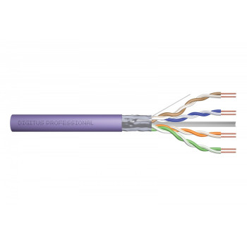 Kabel teleinformatyczny instalacyjny kat.6, F/UTP, B2ca, drut, AWG 23/1, LSOH, 500m, szpula Fioletowy