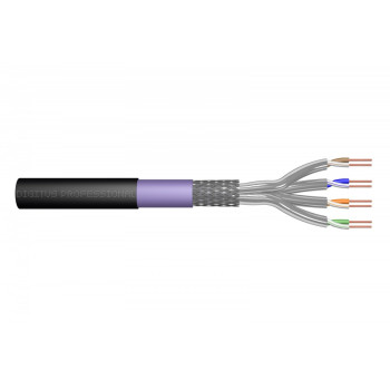 Kabel teleinformatyczny instalacyjny zewnętrzny kat.7, S/FTP, Eca, drut, AWG 23/1, PE, 1000m, czarny, szpula