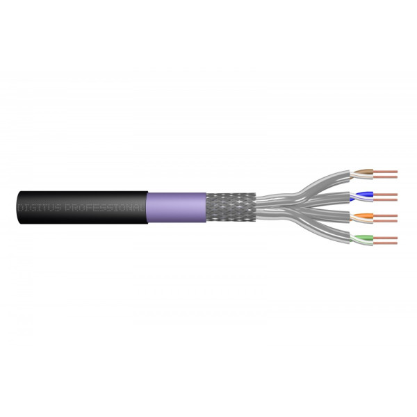 Kabel teleinformatyczny instalacyjny zewnętrzny kat.7, S/FTP, Eca, drut, AWG 23/1, PE, 1000m, czarny, szpula Kabel teleinformatyczny instalacyjny zewnętrzny kat.7, S/FTP, Eca, drut, AWG 23/1, PE, 1000m, czarny, szpula