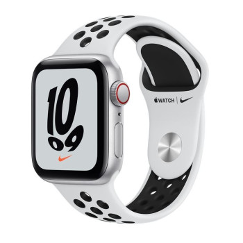 Watch Nike SE GPS + Cellular, 40mm koperta z aluminium w kolorze srebrnym z paskiem sportowym Nike w kolorze czysta platyna/czar