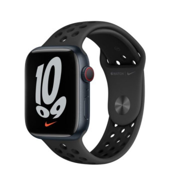 Watch Nike Series 7 GPS + Cellular, 45mm Koperta z aluminium w kolorze pó?nocy z paskiem sportowym Nike w kolorze antracyt/czarn