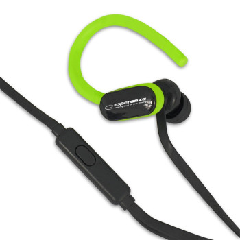 Słuchawki douszne z mikrofonem Czarno-zielone