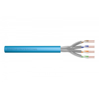 Kabel teleinformatyczny instalacyjny kat.6A, S/FTP, Eca, drut, AWG 23/1, LSOH, 100m ofoliowany Niebieski