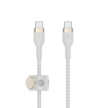 Kabel BoostCharge USB-C/USB-C silikonowy w oplocie 2m, biały