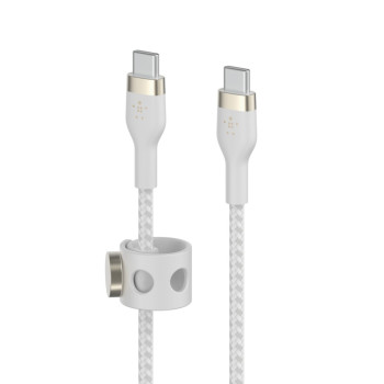 Kabel BoostCharge USB-C/USB-C silikonowy w oplocie 2m, biały