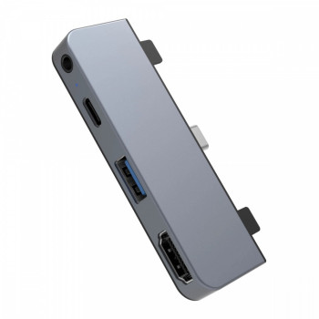 Stacja dokująca Hyper 4-in-1 USB-C HUB, 4K HDMI, USB-C, USB-A, AudioJack Szara