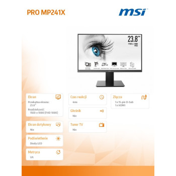 Monitor PRO MP241X 23.8 VA/FHD/4ms/75Hz/250nits