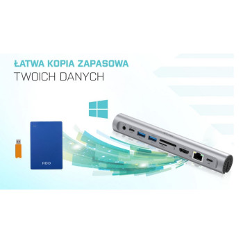 Zestaw stacja dokuj?ca + podstawka Metal Cooling Pad for notebooks (up-to 15.6) with USB-C Docking Station (Power Delivery 100 W