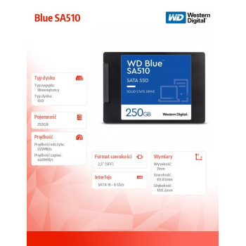 Dysk SSD Blue 250GB SA510 2,5 cala WDS250G3B0A