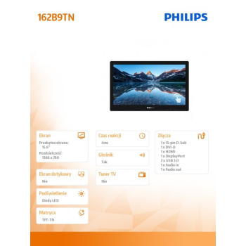 Monitor 162B9TN 15.6 cala LED Touch DVI HDMI DP