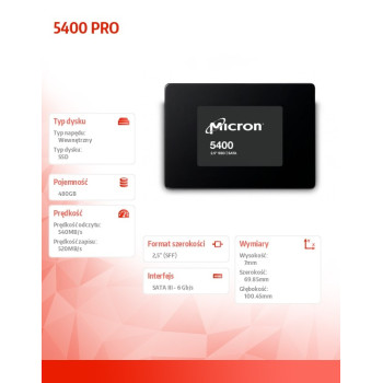 Dysk SSD 5400 PRO 480GB MTFDDAK480TGA-1BC1ZABYYR
