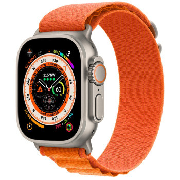 Watch Ultra GPS + Cellular, 49 mm Koperta tytanowa z opaską Alpine w kolorze pomarańczowym - S