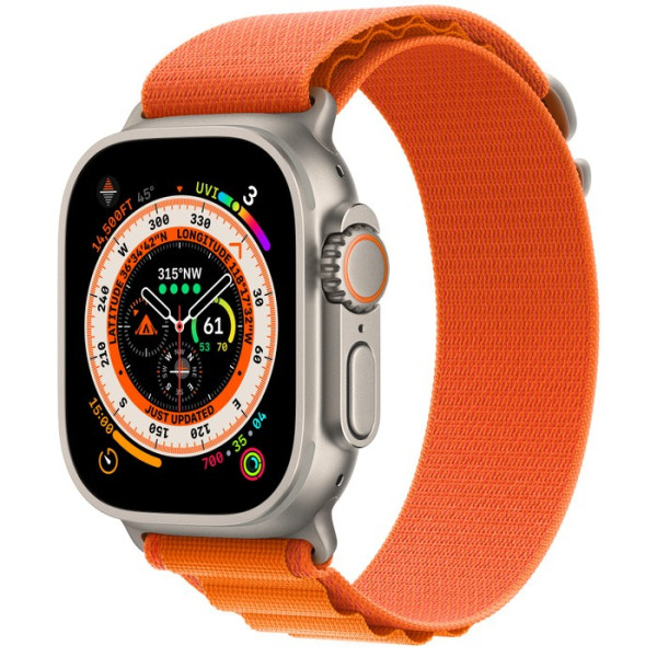 Watch Ultra GPS + Cellular, 49 mm Koperta tytanowa z opaską Alpine w kolorze pomarańczowym - S Watch Ultra GPS + Cellular, 49 mm Koperta tytanowa z opaską Alpine w kolorze pomarańczowym - S