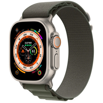 Watch Ultra GPS + Cellular, 49 mm Koperta tytanowa z opaską Alpine w kolorze zielonym - M