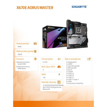 Płyta główna X670E AORUS MASTER AM5 4DDR5 HDMI/DP EATX