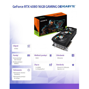 Karta graficzna GeForce RTX 4080 16GB GAMING OC GDDR6X 256bit 3DP/HDMI