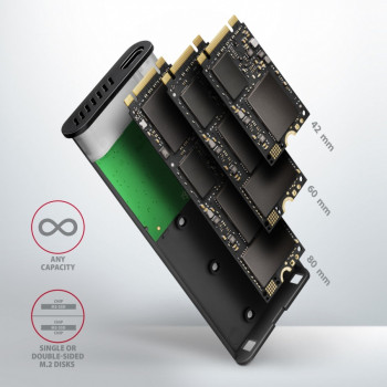 EEM2-SBC Obudowa zewnętrzna aluminiowa bezśrubowa USB-C 3.2 GEN 2 M.2 SATA SSD