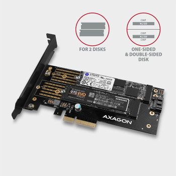 PCEM2-D Adapter wewnętrzny PCIe x4, 1x M.2 NVMe M-key + 1x SATA B-key slot, SP & LP