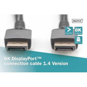 Kabel połączeniowy PREMIUM DisplayPort 8K60Hz UHD DP/DP M/M 3m Czarny
