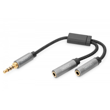 Kabel adapter audio splitter MiniJack 3,5mm /2x 3,5mm MiniJack M/Ż nylon 0,2m