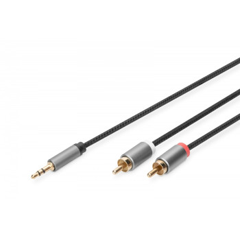 Kabel adapter audio MiniJack/Cinch Stereo Typ 3.5mm/2xRCA M/M nylon 1,8m