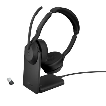 Jabra Evolve2 55 Zestaw słuchawkowy Przewodowy i Bezprzewodowy Opaska na głowę Biuro centrum telefoniczne Bluetooth Podstawka