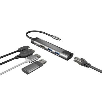 Stacja dokująca Multi Port Fowler Go USB-C - Hub 2x USB 3.0, HDMI 4K, USB-C PD, RJ45