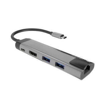 Stacja dokująca Multi Port Fowler Go USB-C - Hub 2x USB 3.0, HDMI 4K, USB-C PD, RJ45