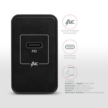 ACU-PD22 Ładowarka sieciowa PD 22W, 1x port USB-C, PD3.0/QC3.0/AFC/FCP/Apple