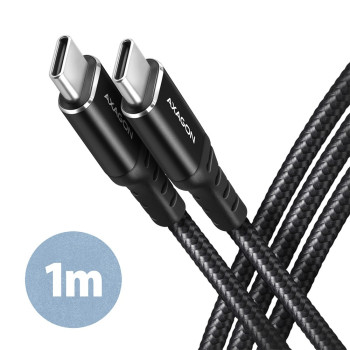 BUCM-CM10AB Kabel USB-C - USB-C 2.0, 1m, PD 60W, 3A, ALU, oplot Czarny