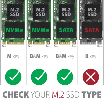 EEM2-SB2 Obudowa zewn?trzna aluminiowa bez?rubowa USB-C 3.2 Gen 2 - M.2 NVMe / SATA SSD 30-80mm ALU pude?ko czarne + USB-A - USB
