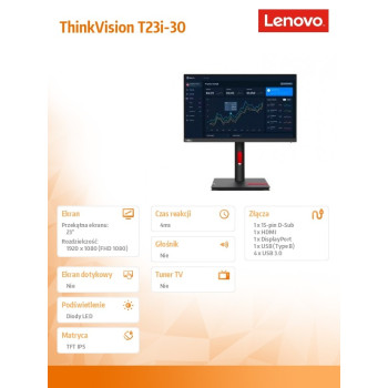 Monitor 23.0 ThinkVision T23i-30 WLED LCD 63B2MAT6EU