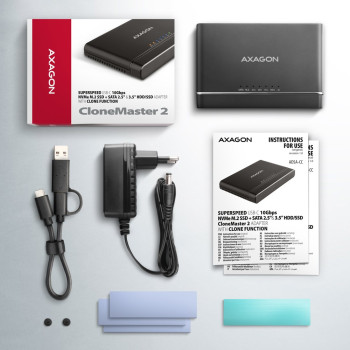 ADSA-CC Adapter USB-C 10Gbps NVMe M.2 2.5/3.5 SSD&HDD Clone Master 2