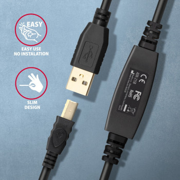 ADR-215B USB 2.0 A-M - B-M aktywny kabel połączeniowy/wzmacniacz 15m