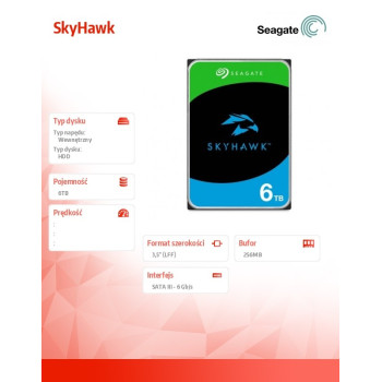 Dysk SkyHawk 6TB 3,5 cali 256MB ST6000VX009