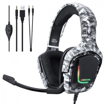 Słuchawki gamingowe K20 RGB Camouflage szare (przewodowe)