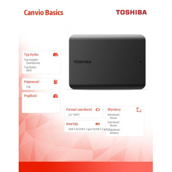 Dysk twardy Canvio Basics 2.5 1TB USB 3.0 2022 czarny
