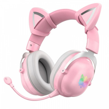 Słuchawki gamingowe B20 RGB kocie uszka różowe