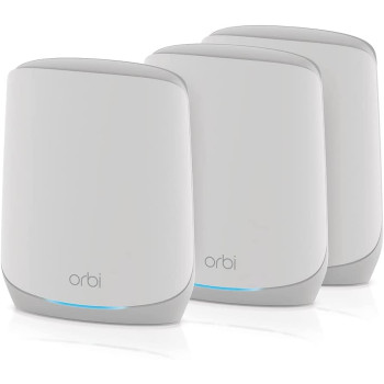 NETGEAR Orbi WiFi6 Tri-Band Mesh System Set of 3, Mesh Router (white)