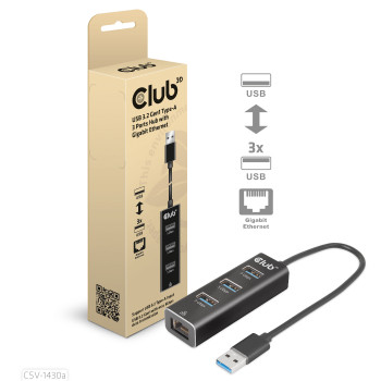 CLUB3D CSV-1430a Przewodowa USB 3.2 Gen 1 (3.1 Gen 1) Type-A Czarny