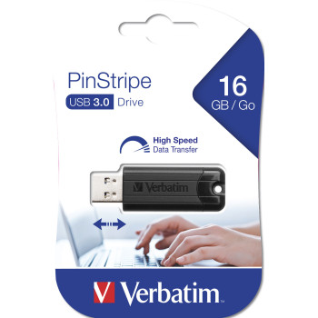 Verbatim PinStripe pamięć USB 16 GB USB Typu-A 3.2 Gen 1 (3.1 Gen 1) Czarny