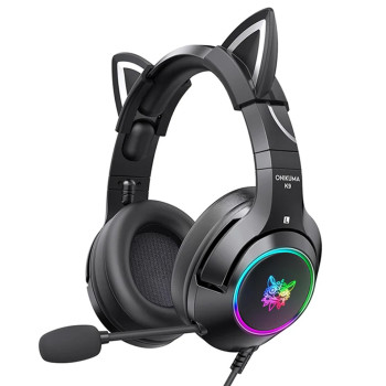 Słuchawki gamingowe K9 kocie uszy Czarne