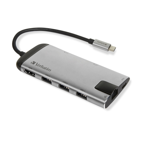 Verbatim 49142 stacja dokująca USB 3.2 Gen 1 (3.1 Gen 1) Type-C Czarny, Srebrny Verbatim 49142 stacja dokująca USB 3.2 Gen 1 (3.1 Gen 1) Type-C Czarny, Srebrny