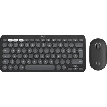 Logitech Pebble 2 Combo klawiatura Dołączona myszka RF Wireless + Bluetooth QWERTY Amerykański międzynarodowy Grafitowy