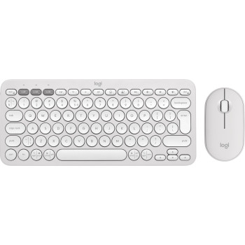 Logitech Pebble 2 Combo klawiatura Dołączona myszka RF Wireless + Bluetooth QWERTY Amerykański międzynarodowy Biały